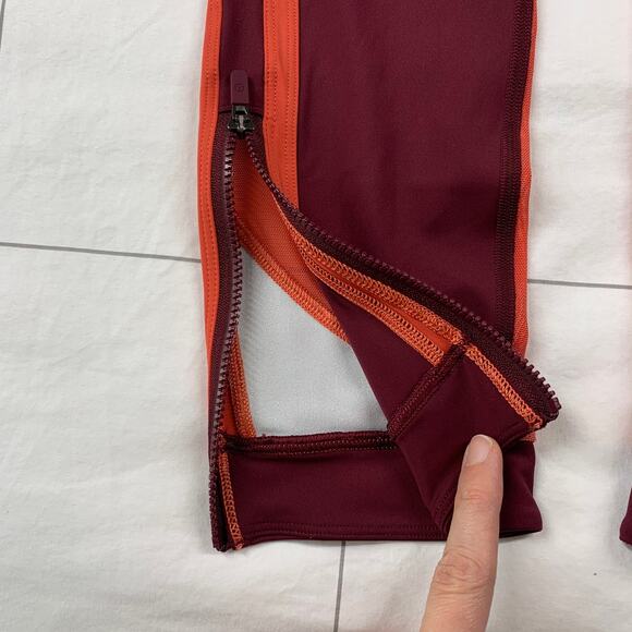 Lululemon Leggings Womens 4 Red Zip the Line Cropped Mesh Sheer Gym Run Athletic - Picture 7 of 11